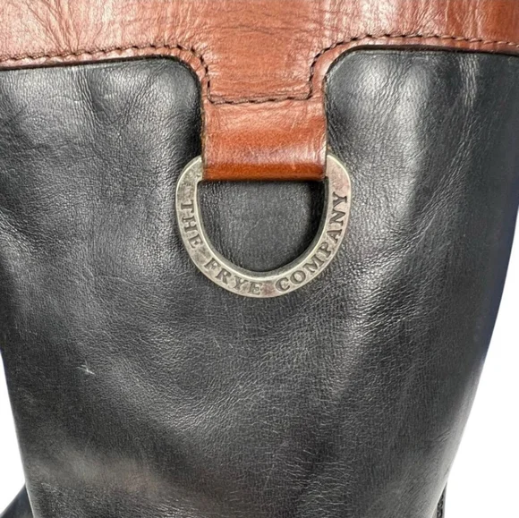 FRYE Women's Melissa Logo Button Motorcycle Equestrian Black Boots Size 7 - Picture 7 of 10